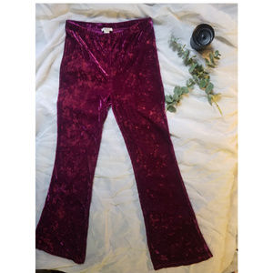 Burgundy Velvet Flared Pants